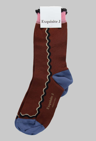 Contrast Detail Socks in Chestnut