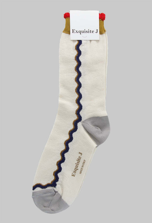 Contrast Detail Socks in Cream