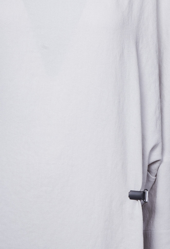 Woven Dress with Asymmetric Sleeves in Stone