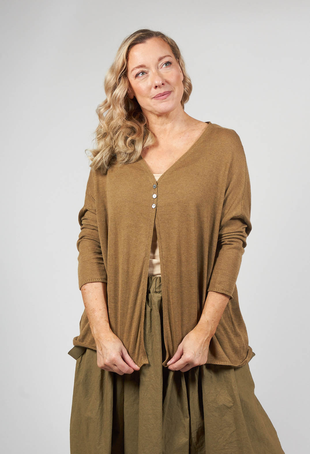 Album Di Famiglia A-Line Cardigan in Khaki | Olivia May Album Di Famiglia A-Line Cardigan in Khaki | Olivia May