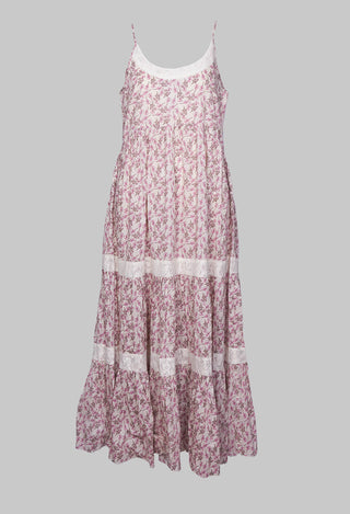 A Line Dress with Thin Straps in Floral Rosa Print