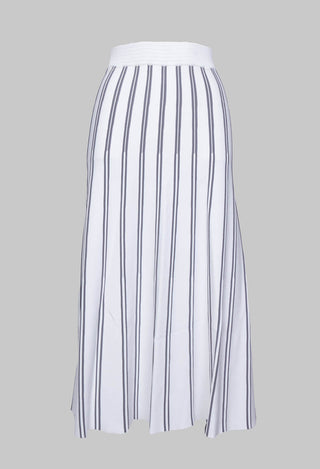 A Line Knitted Skirt in Grey and White Stripe