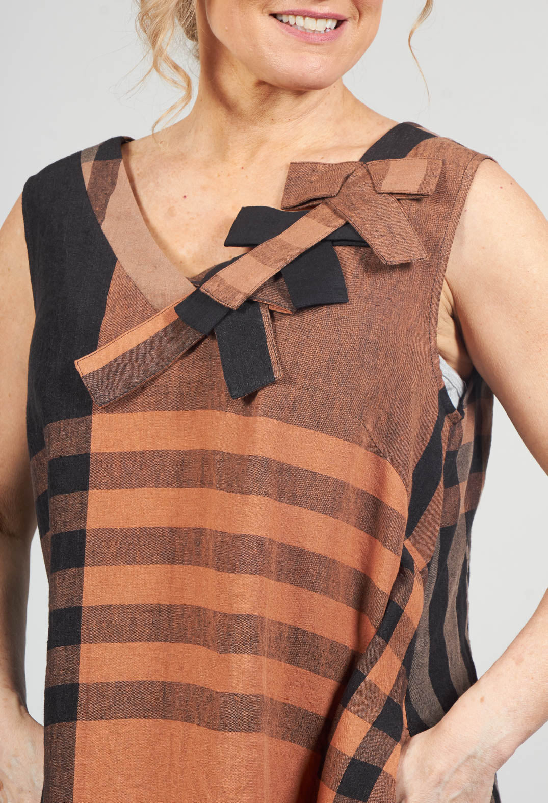 Kedziorek A-Line Linen Dress in Copper | Olivia May