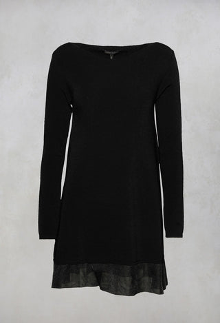 A-Line Tunic Style dress with Sheer Hem in Black