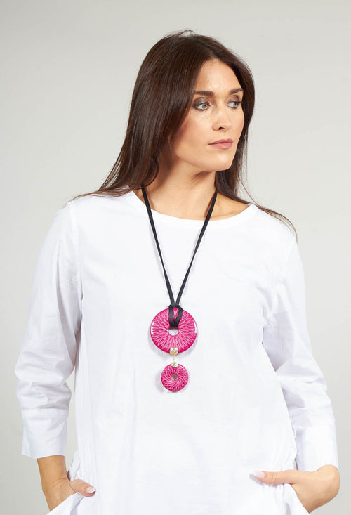 Adjustable Necklace with Ring Shaped Pendant in Purple