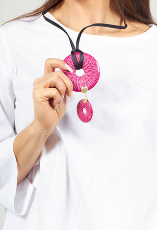 Adjustable Necklace with Ring Shaped Pendant in Purple