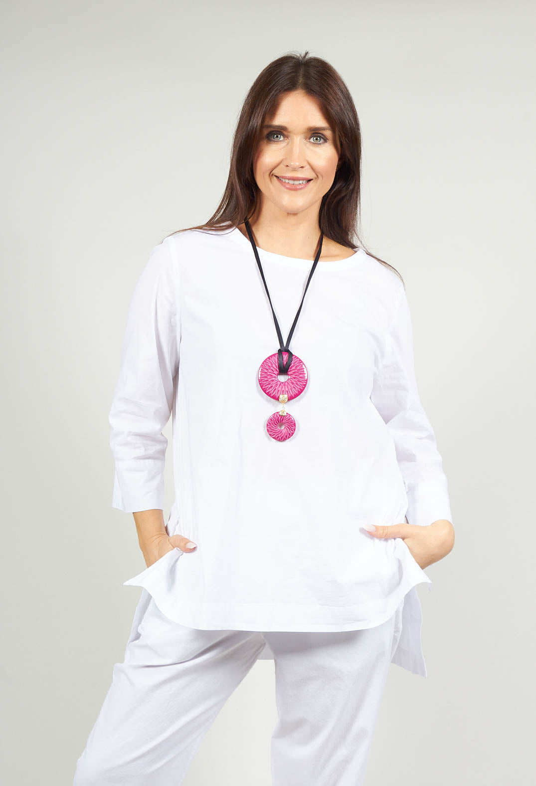 Adjustable Necklace with Ring Shaped Pendant in Purple