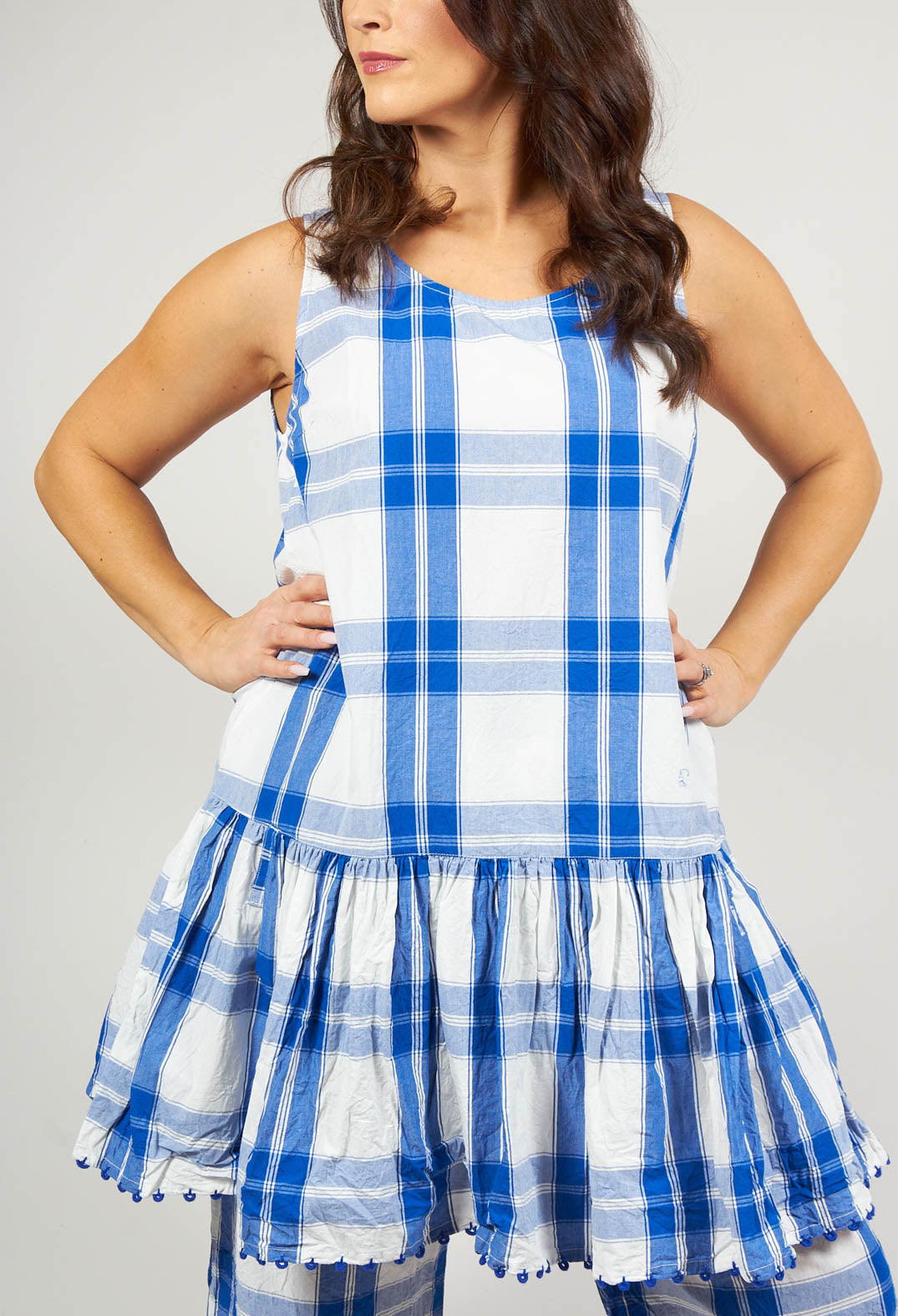 Anja Tunic in Blue Checked Cotton