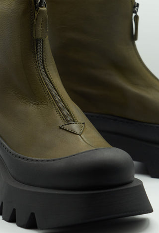 Ankle Boots with Front Zip in Gasoline Carciofo