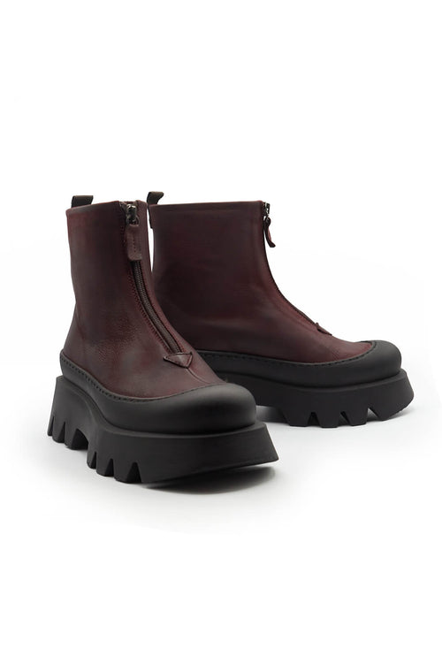 Ankle Boots with Front Zip in Gasoline Lagrain