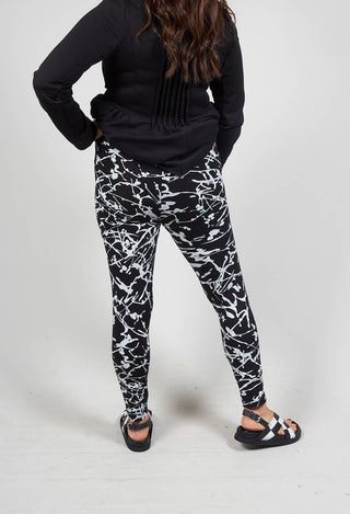 Ankle Cropped Leggings in Black with White Print
