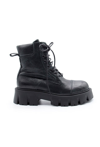 Ankle Length Boots with Laces and Side Zip in Slate