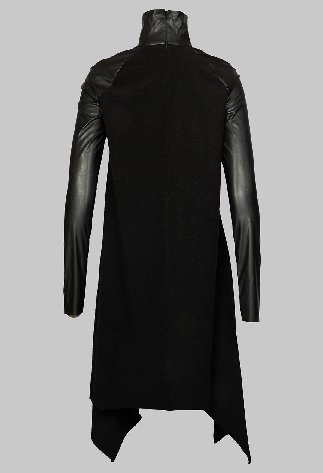Asymmetric Dress with Contrasting Sleeves in Black