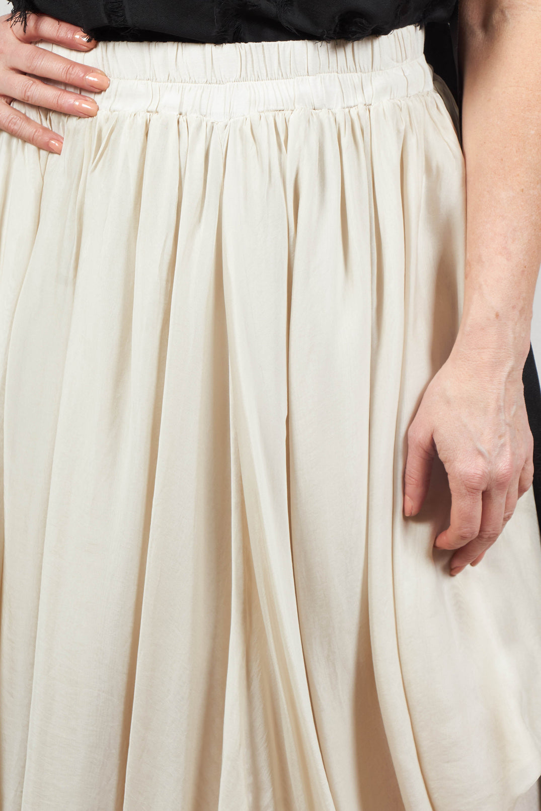 Asymmetric Hem Skirt in Pale Sand
