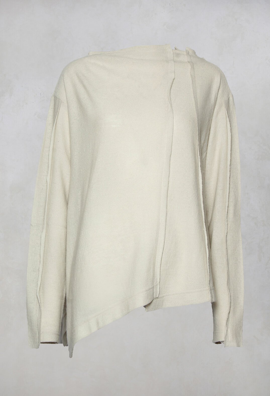 Asymmetric Knitted Jumper with Panelling in Grey