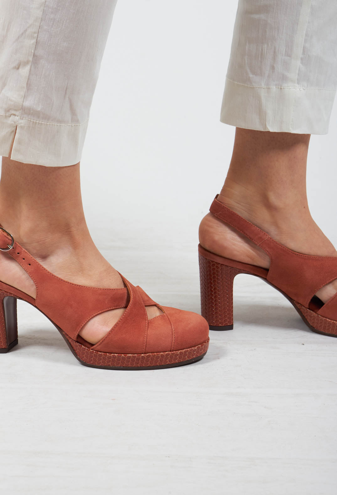 Backless Heel with Buckle Strap in Dark Rose