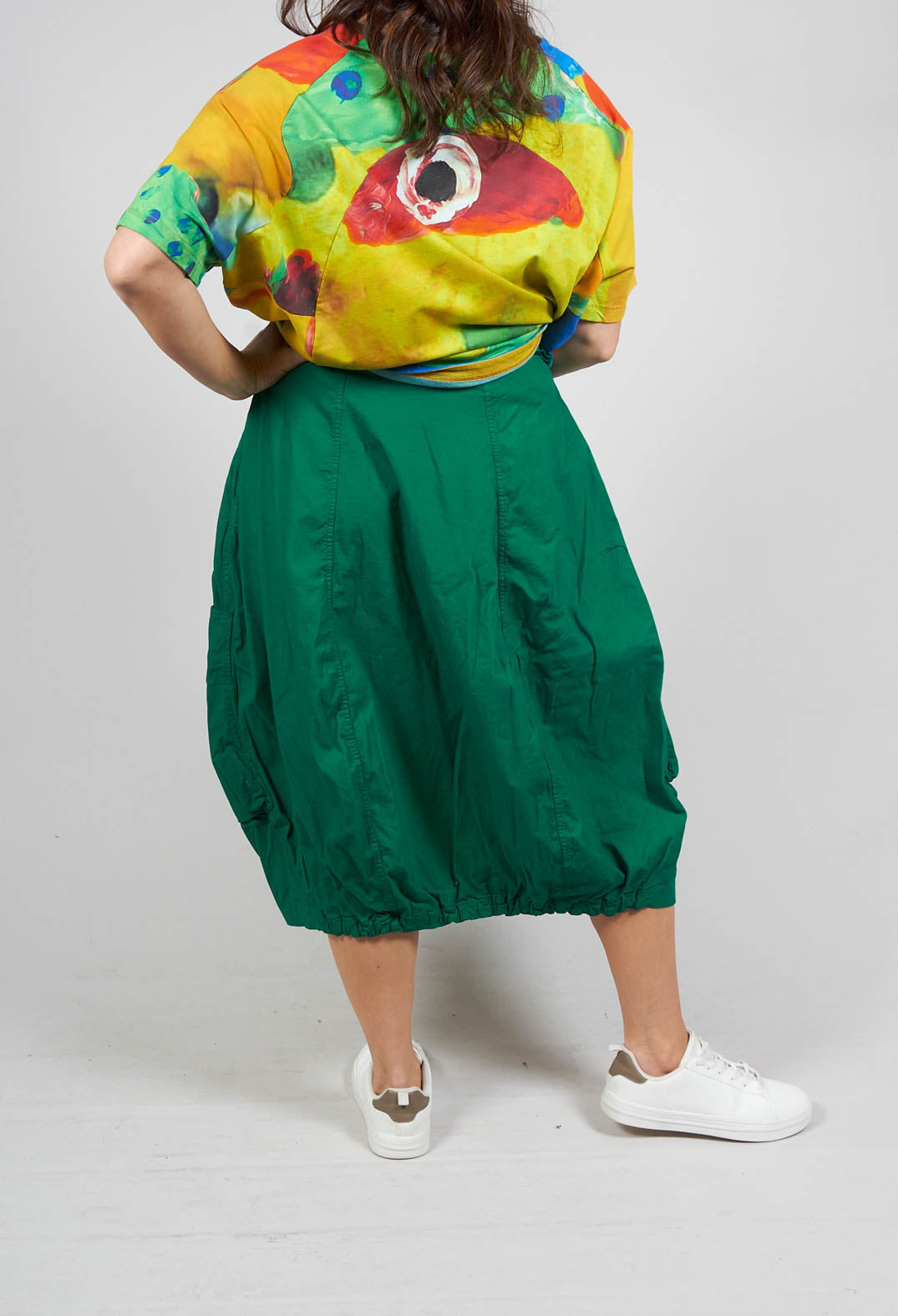Balloon Style Skirt with Drawstring in Green