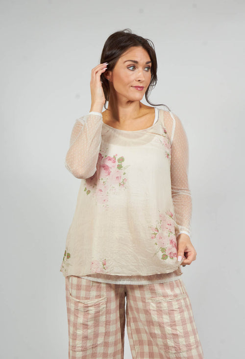 Basic Top in Pink Floral Print