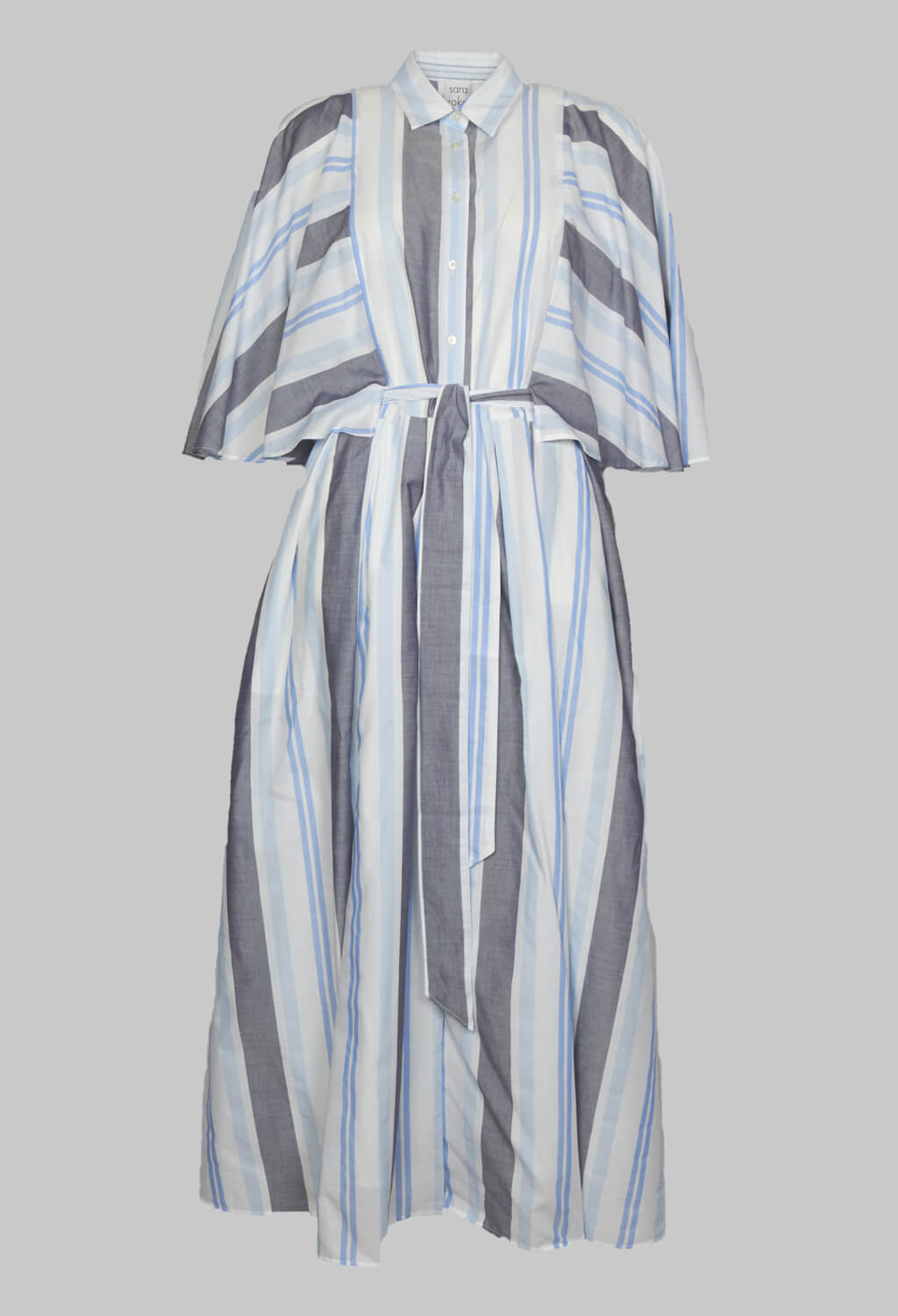 Cape Style Sleeve Dress in Blue Stripe