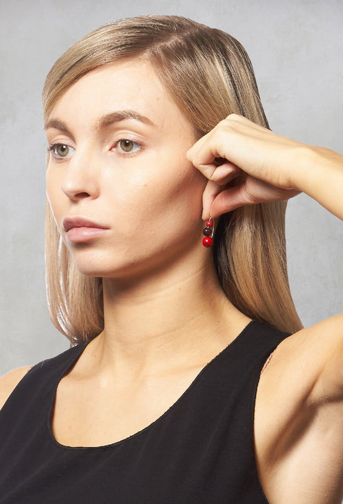 Beaded Earrings in Red