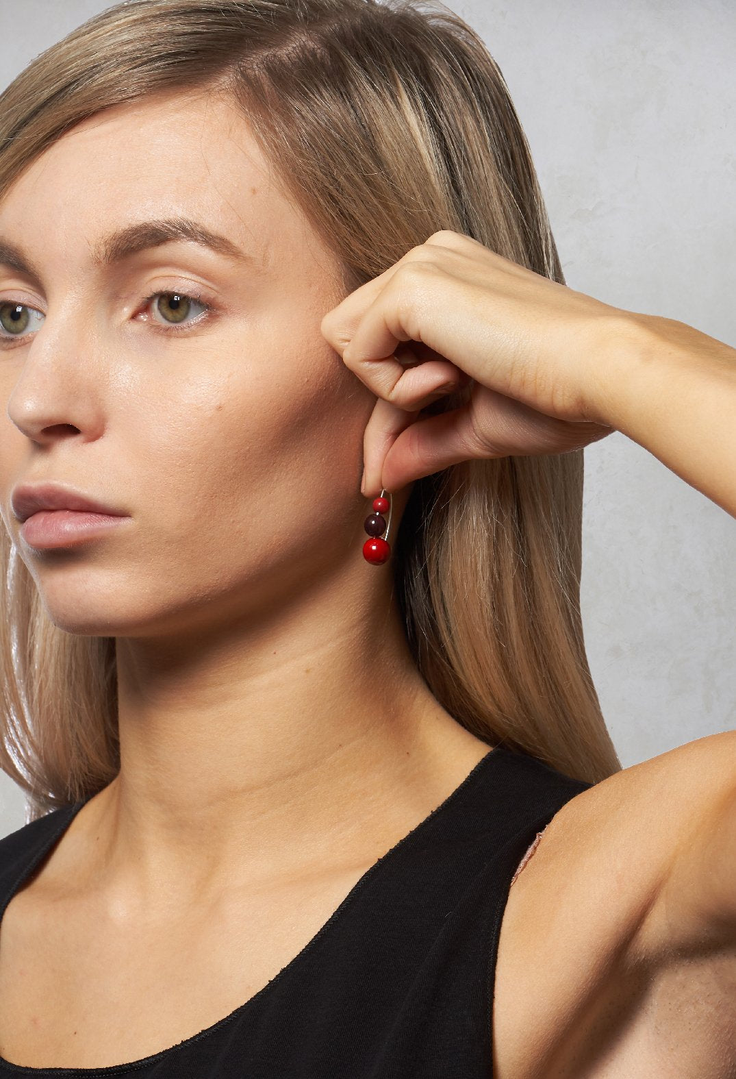 Beaded Earrings in Red