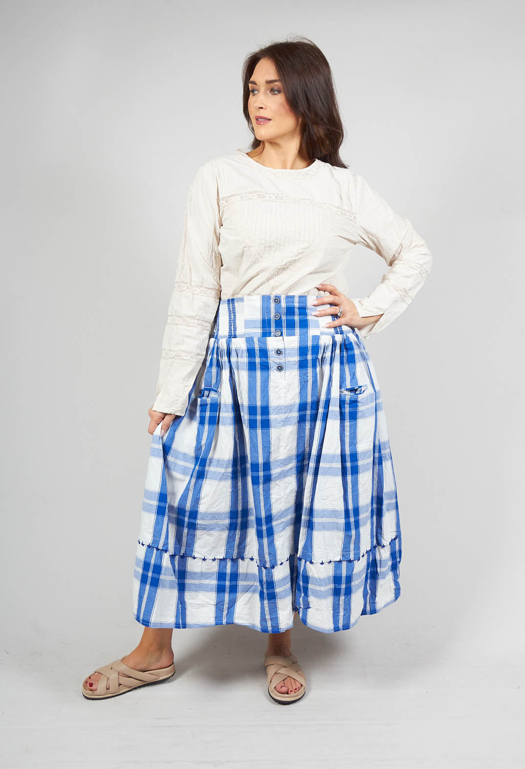 Bertin Skirt in Blue Checked Cotton