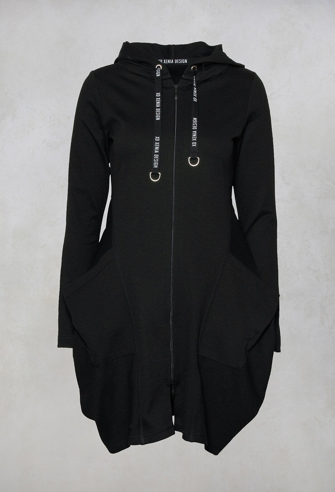 Bind Zip-Up Hooded Jacket in Black