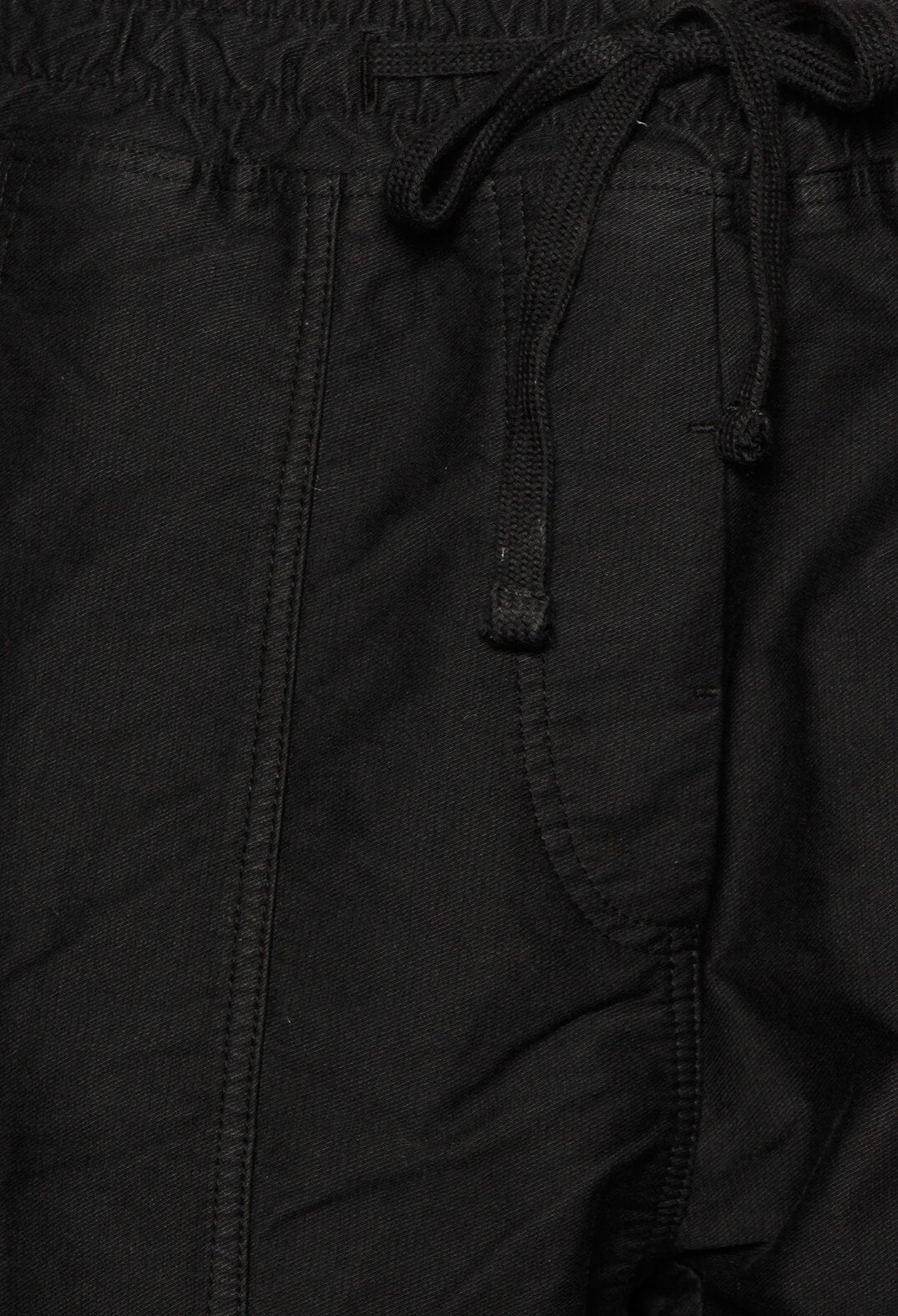 Black Cotton Trousers with Elasticated Waist in Black