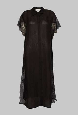 shirt dress in black with lace detail