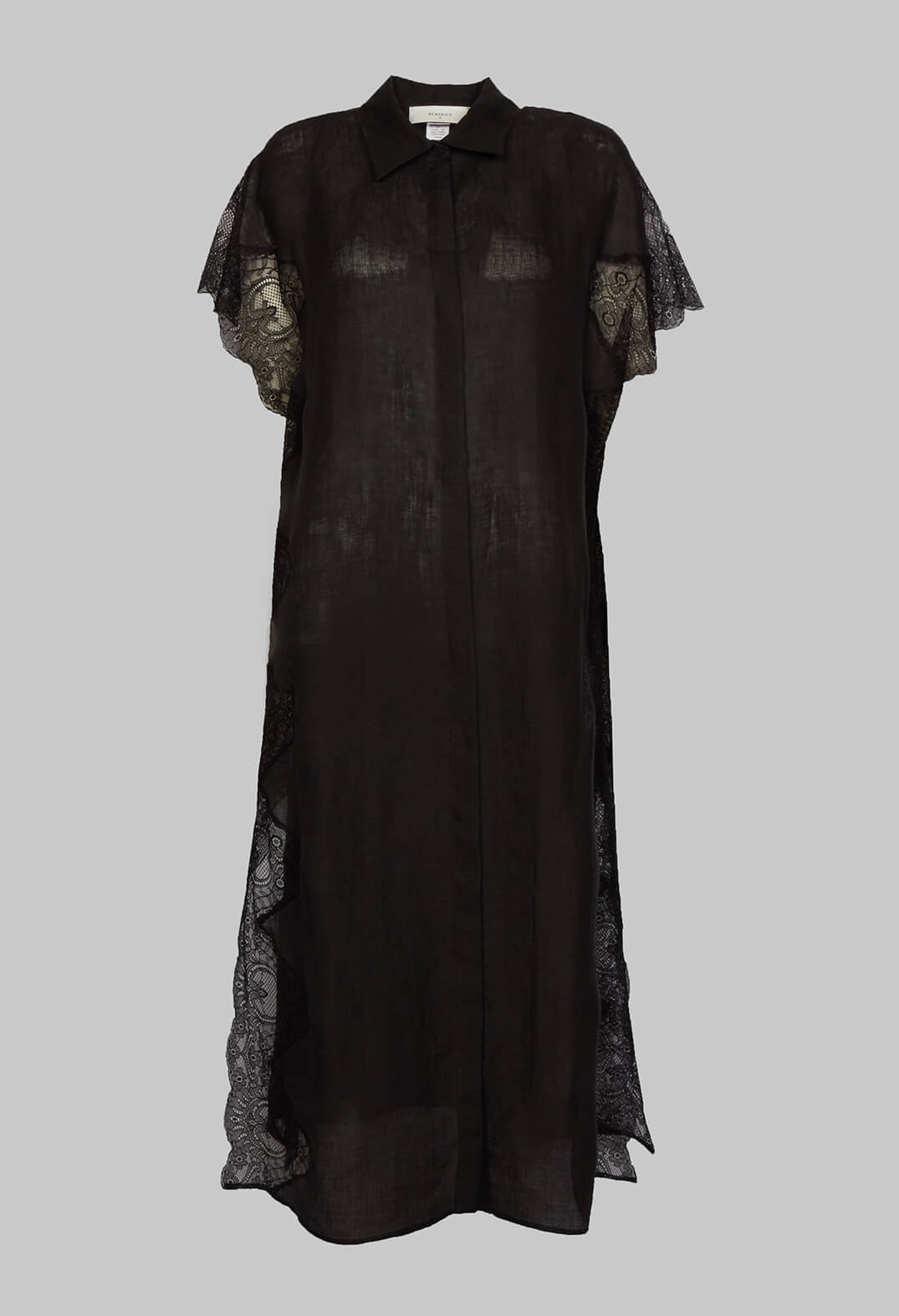shirt dress in black with lace detail