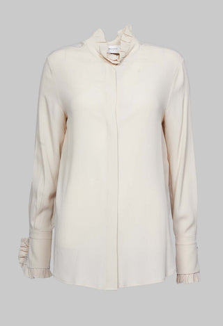 Blouse with Long Frilled Sleeves in Cream