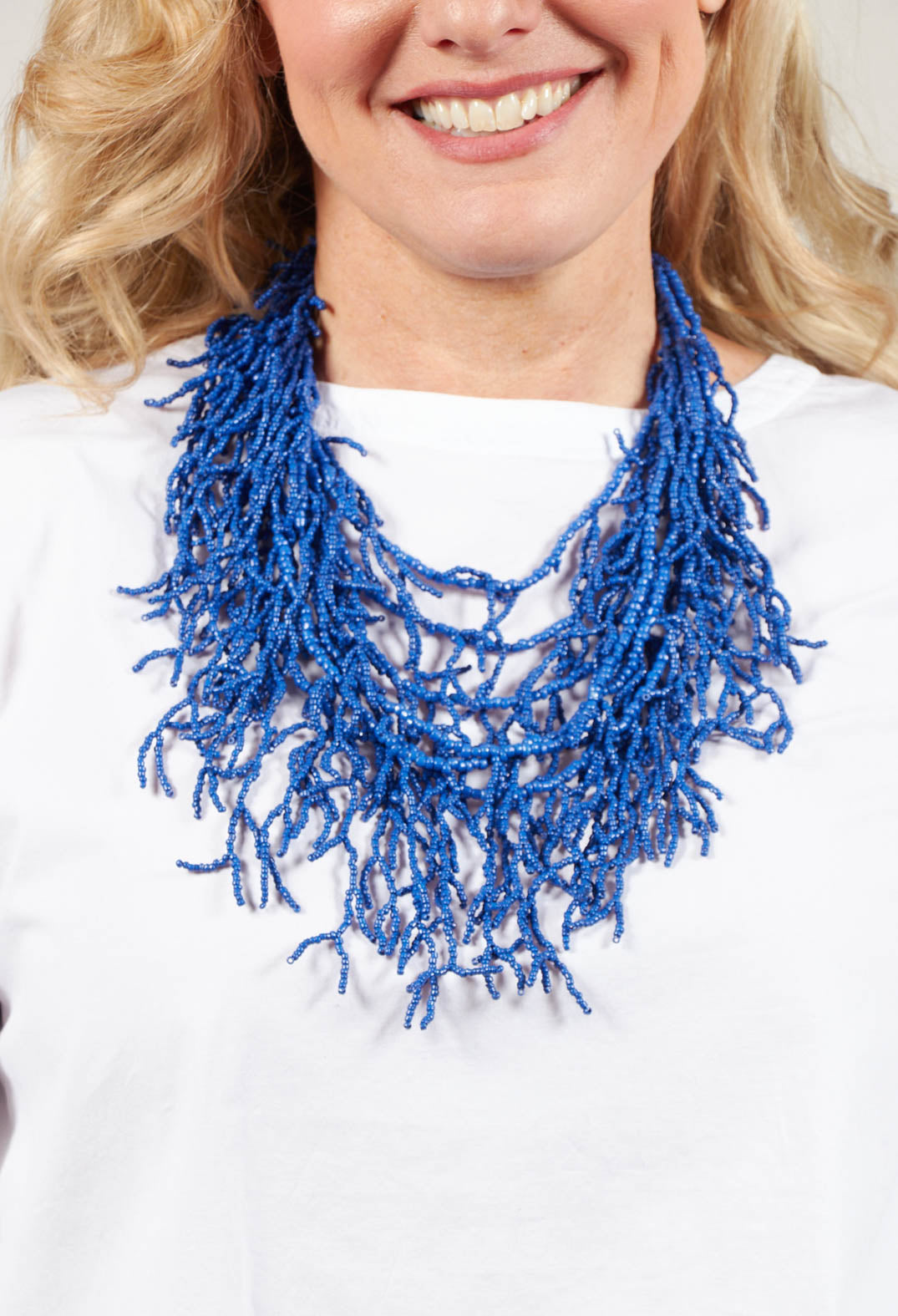 Blue Coral Beaded Necklace