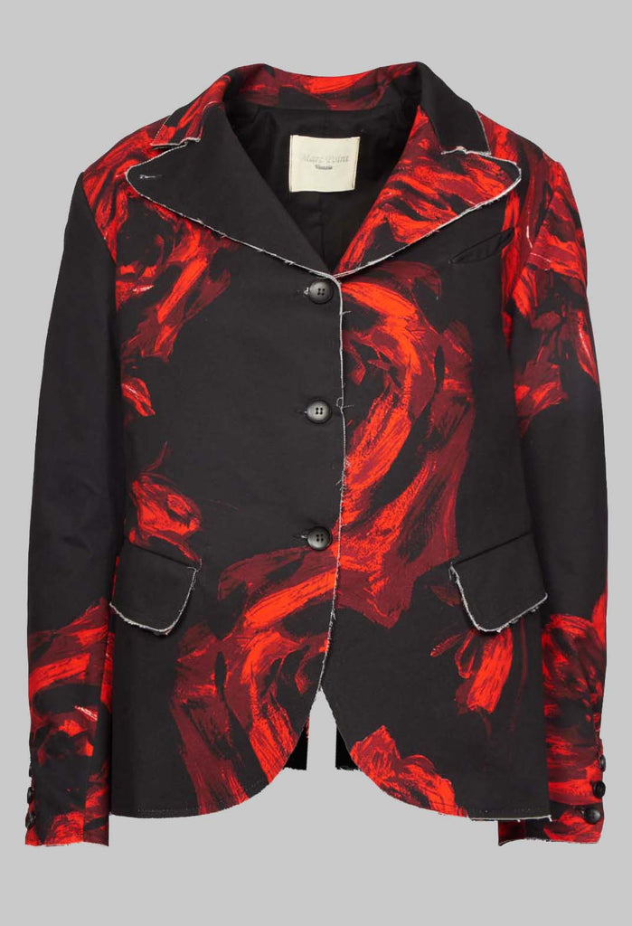 Bold Print Blazer in Black and Red