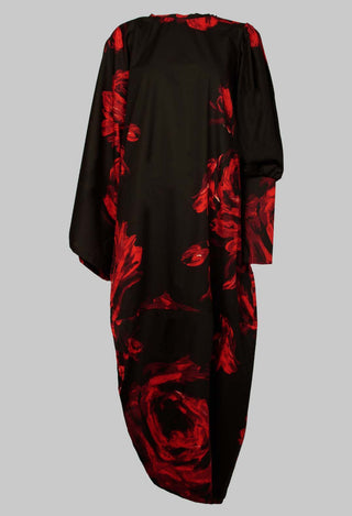 Bold Print Dress with Side Split in Black and Red