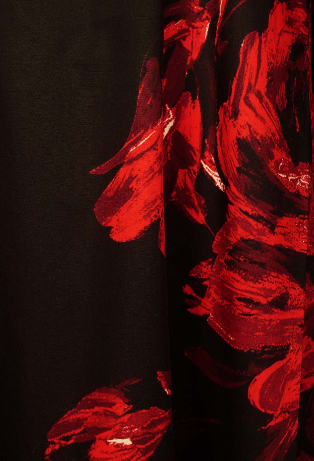 Bold Print Dress with Side Split in Black and Red