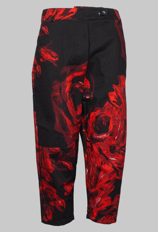 Bold Print Dropcrotch Trousers in Black and Red
