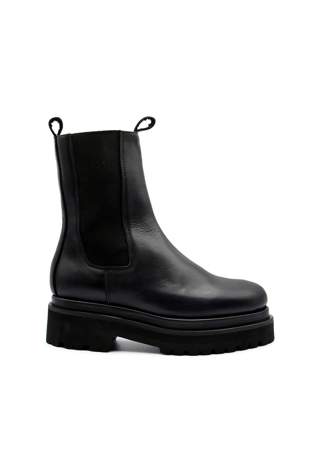 Leather Combat Boots in Black