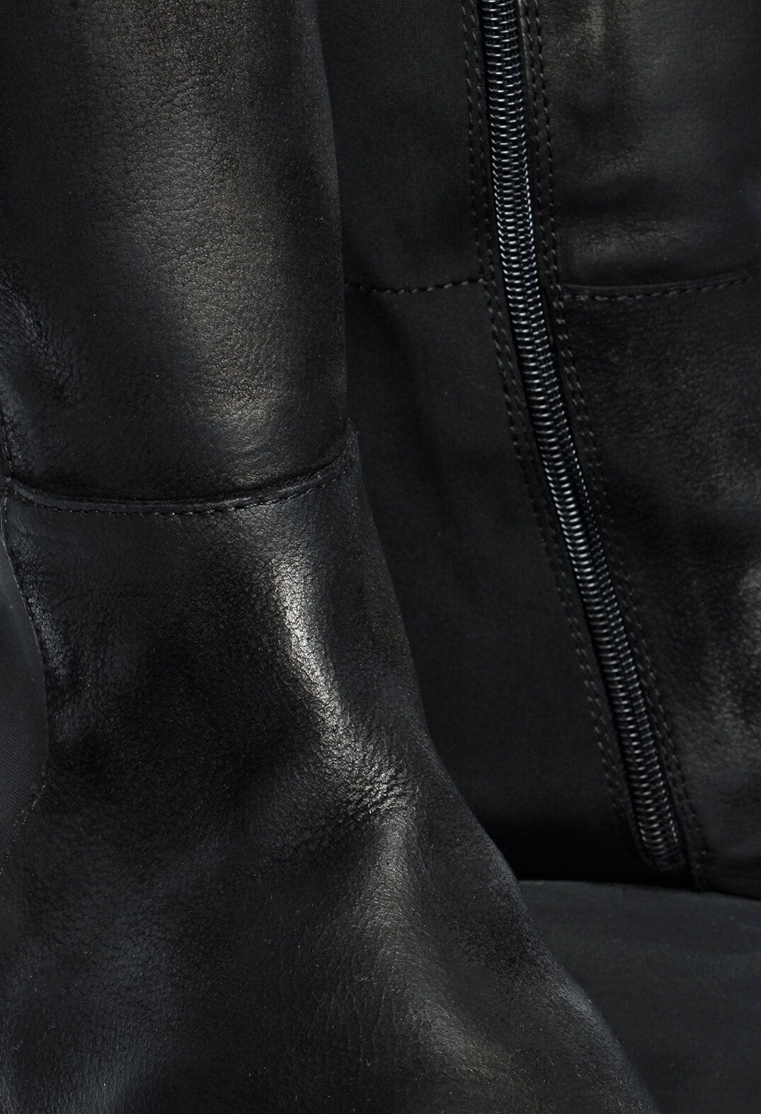 Long Boots in Gasoline Nero and Stretch Nero