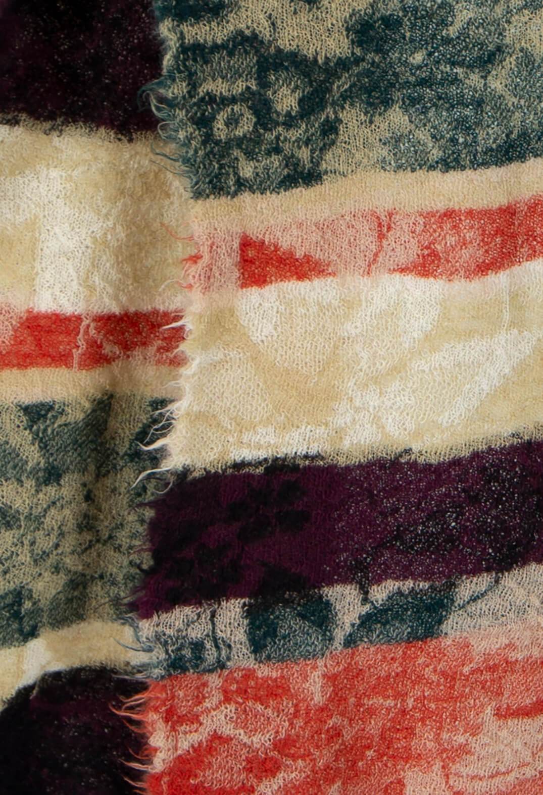 Botanical Scarf with Large Stripes in Orange
