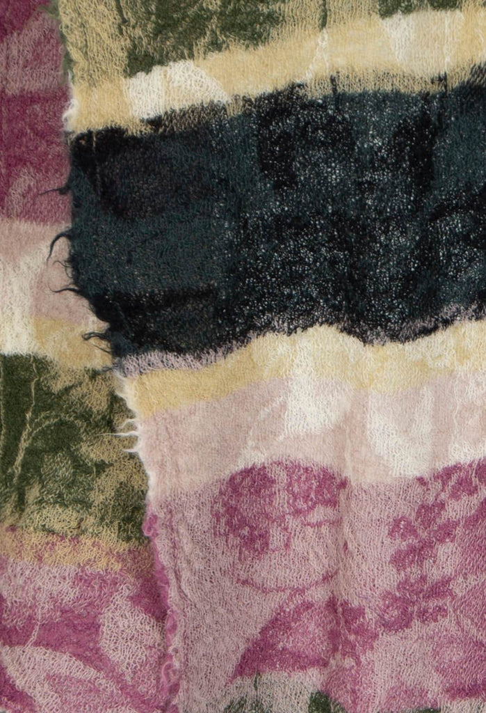 Botanical Scarf with Large Stripes in Purple