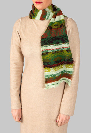 Botanical Striped Scarf in Olive