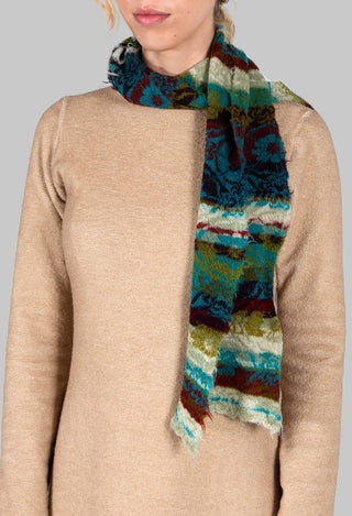 Botanical Striped Scarf in Teal