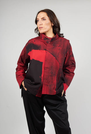 Boxy Cropped Shirt in Red Print