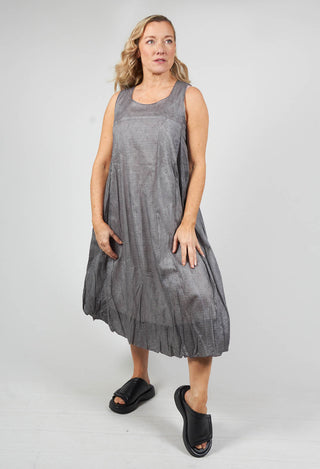 Bubble Hem Sleeveless Dress in Black Stripe