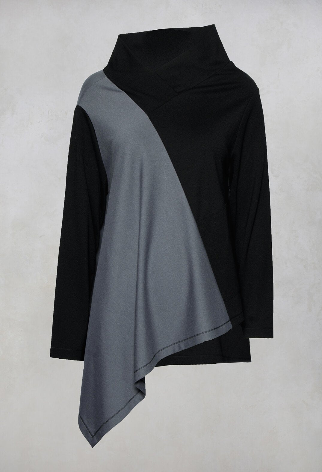 Cabi Top with Grey Panneling in Black and Grey