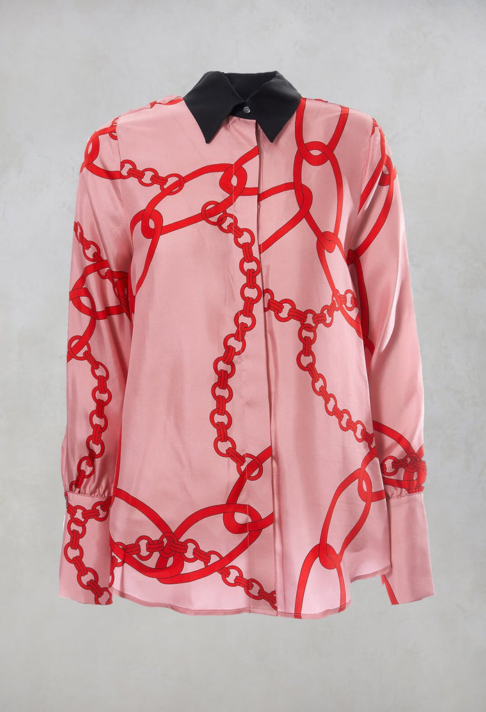 chain print shirt in pink