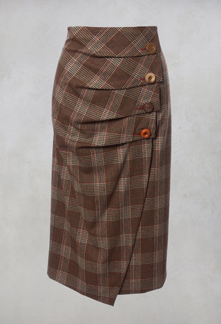 Checked Midi Skirt in Galles Marrone