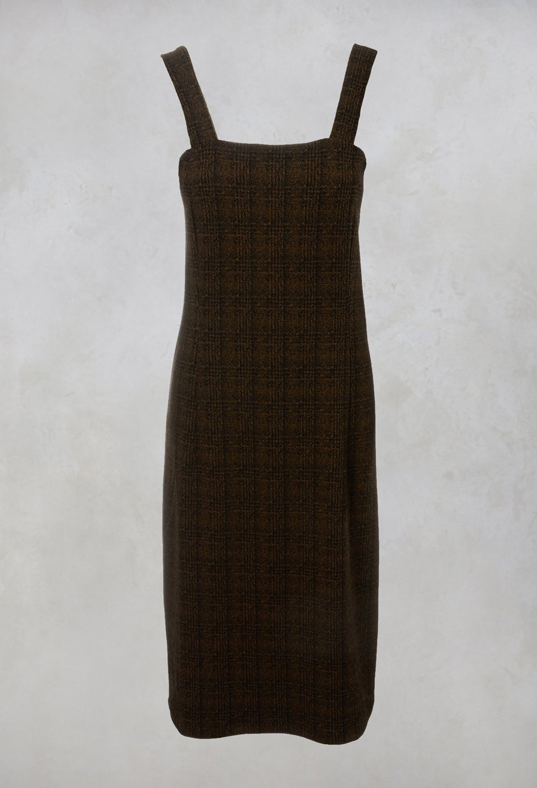 Checked Pinafore Dress in Gold