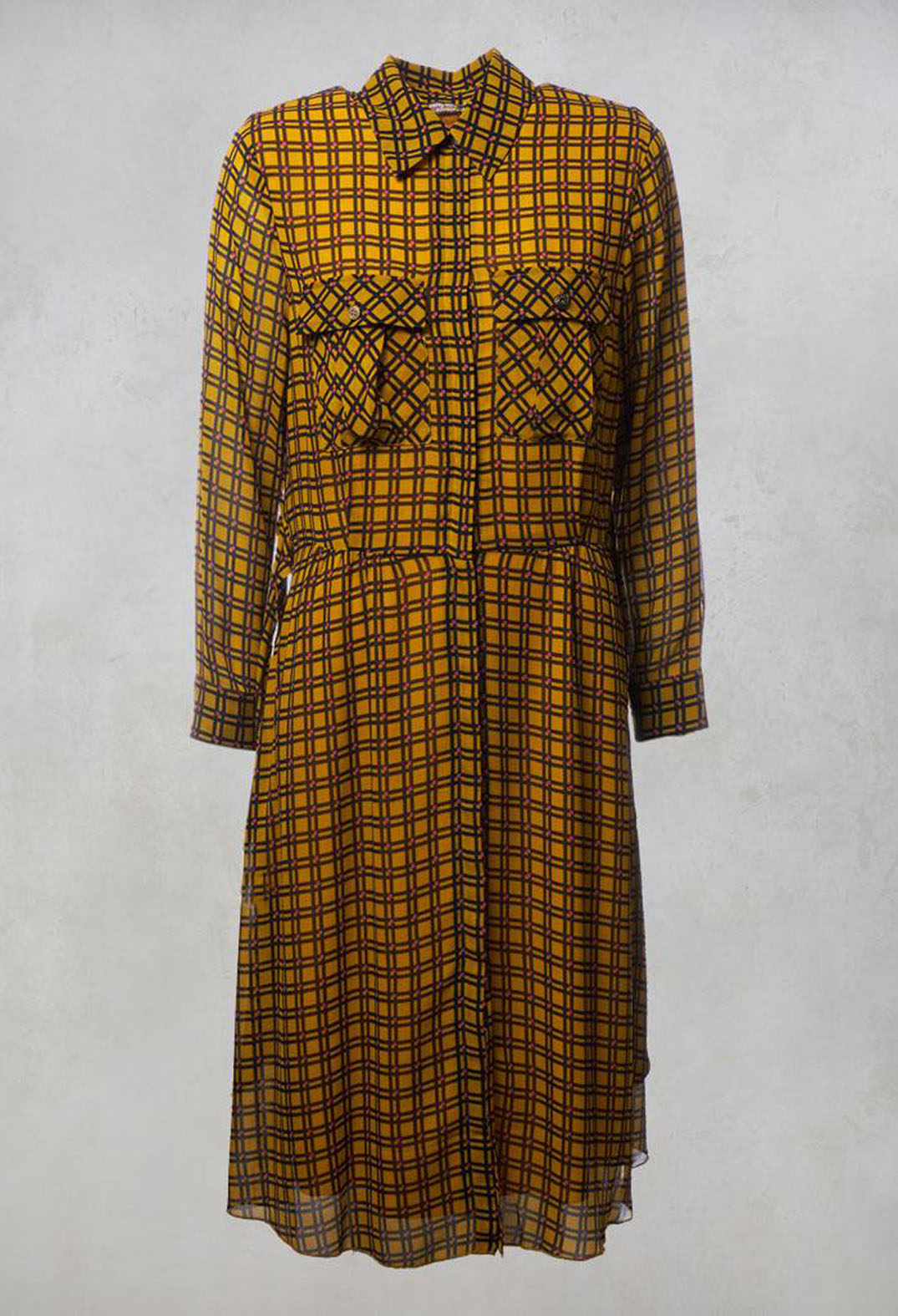 Checked Shirt Dress in Senape / Moro / Rosa