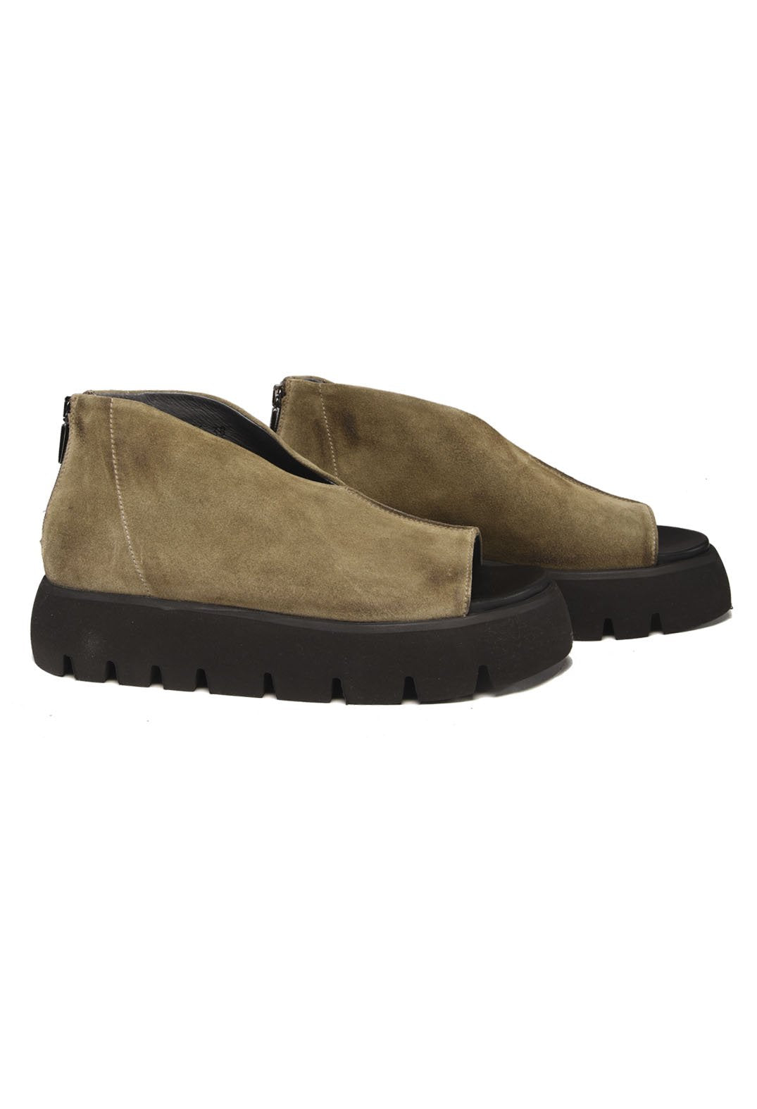 Chunky Zipped Sandals in London Stone